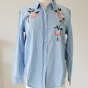 Embroidered Chambray Button Up